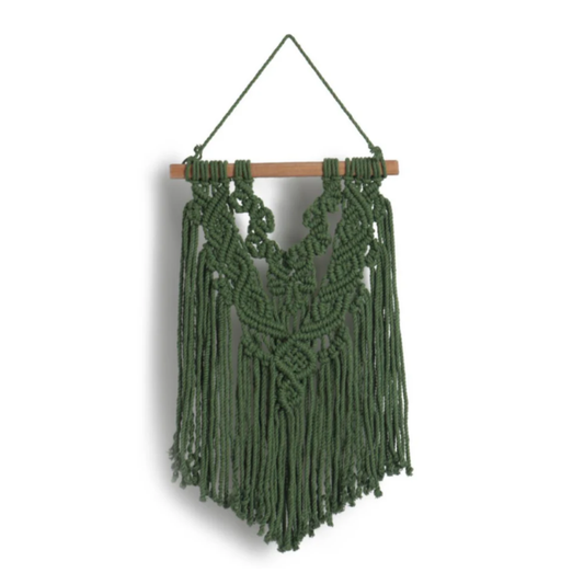 Boho Hand Woven Macrame Wall Hanging - Green Medium