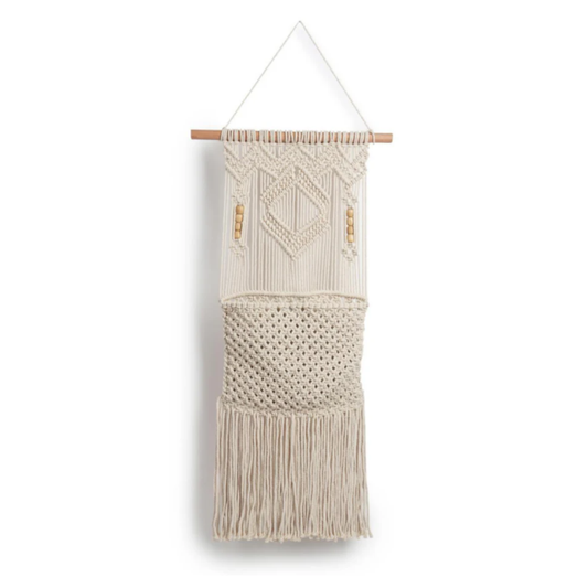 Boho Hand Woven Macrame Wall Hanging - With Pocket