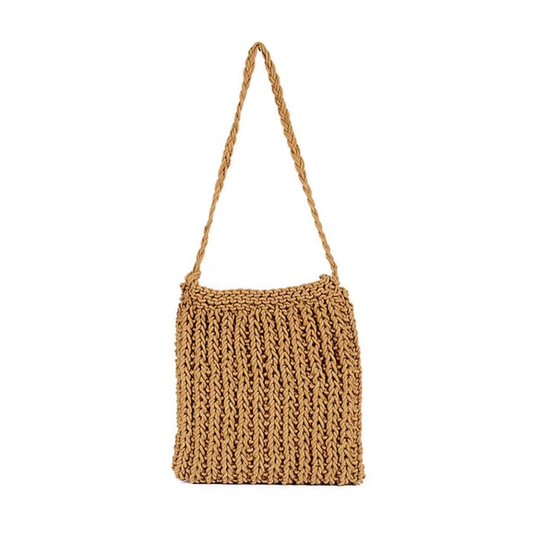 Hand Woven Macrame Hand Bag - Brown
