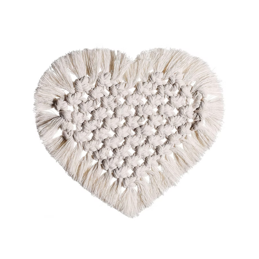 Handmade Boho Macrame Coasters Heart (Pack of 6)